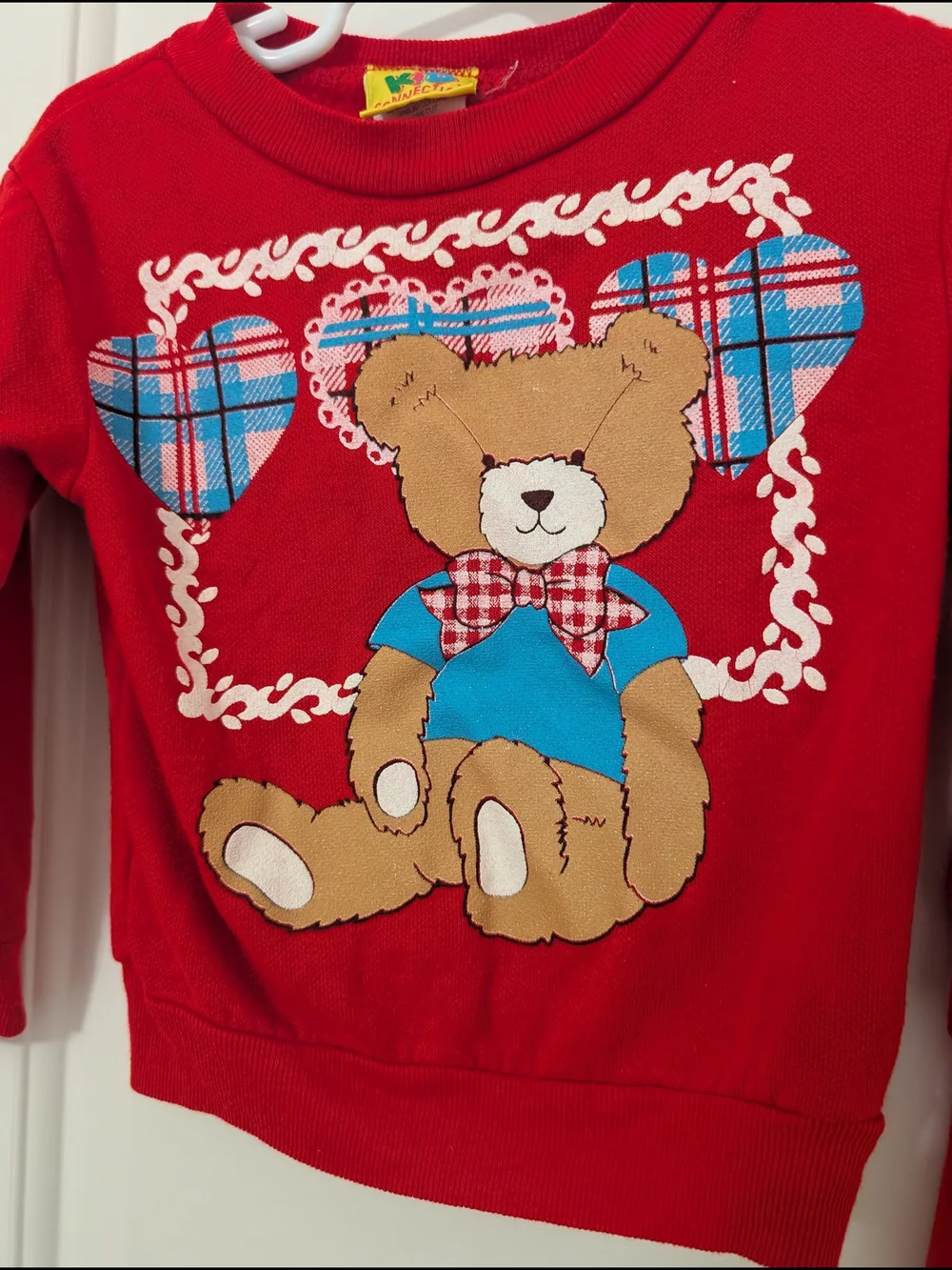 Vintage Girls 2 Piece Red Teddy Bear And Heart Sweatshirt And Jogger‎ Set